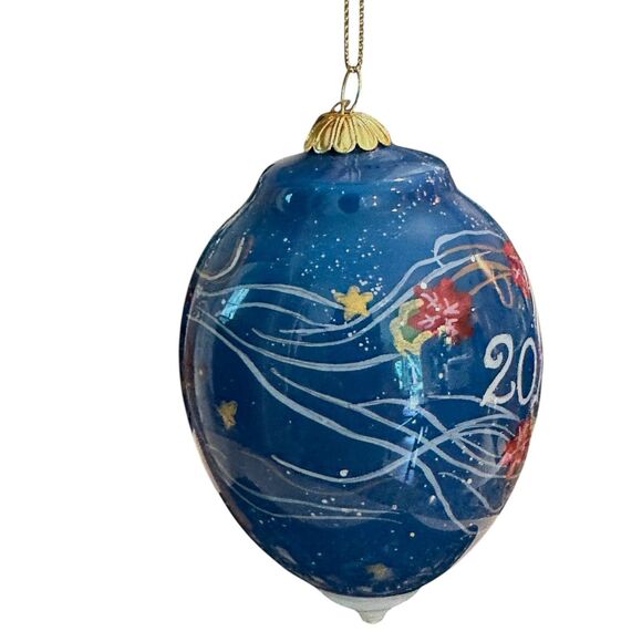 Pier 1 Li Bien Glass Christmas Ornament 2017 Hand-Painted Reindeer with Gift Box - Picture 10 of 15